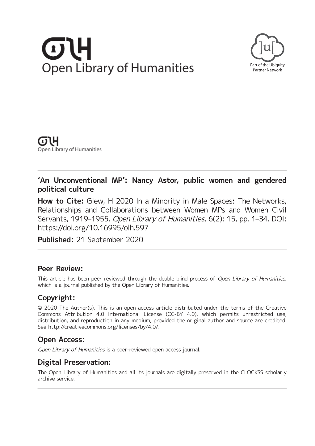 In a Minority in Male Spaces: the Networks, Relationships and Collaborations Between Women Mps and Women Civil Servants, 1919–1955