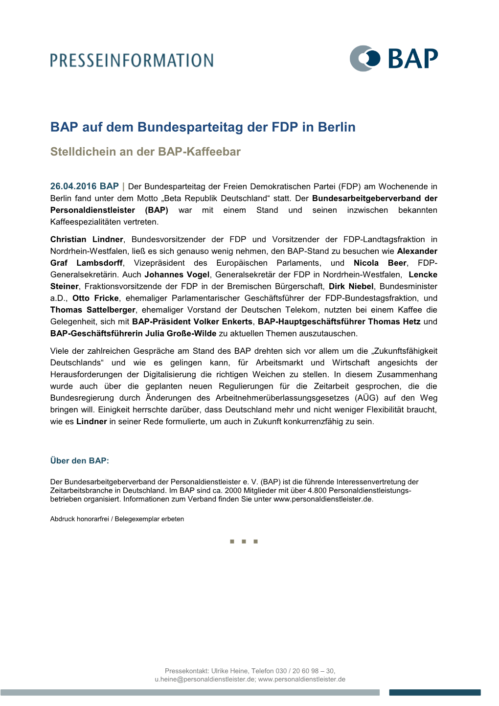 BAP Auf Dem Bundesparteitag Der FDP in Berlin