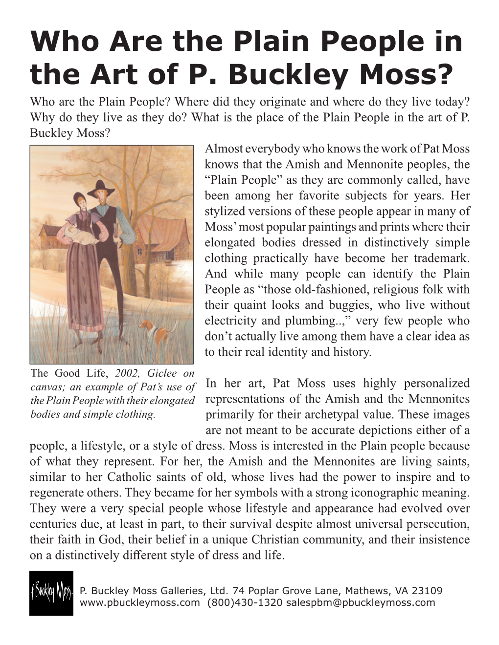 Who Are the Plain People in the Art of P. Buckley Moss?