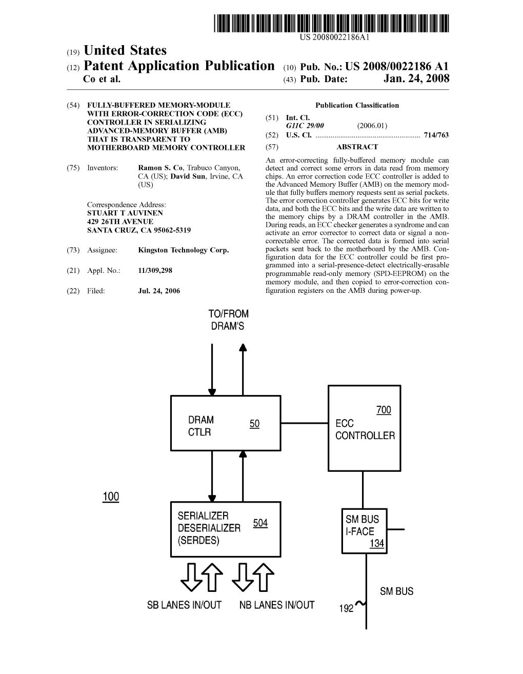 Patent Application Publication (10) Pub. No.: US 2008/0022186 A1 Co Et Al