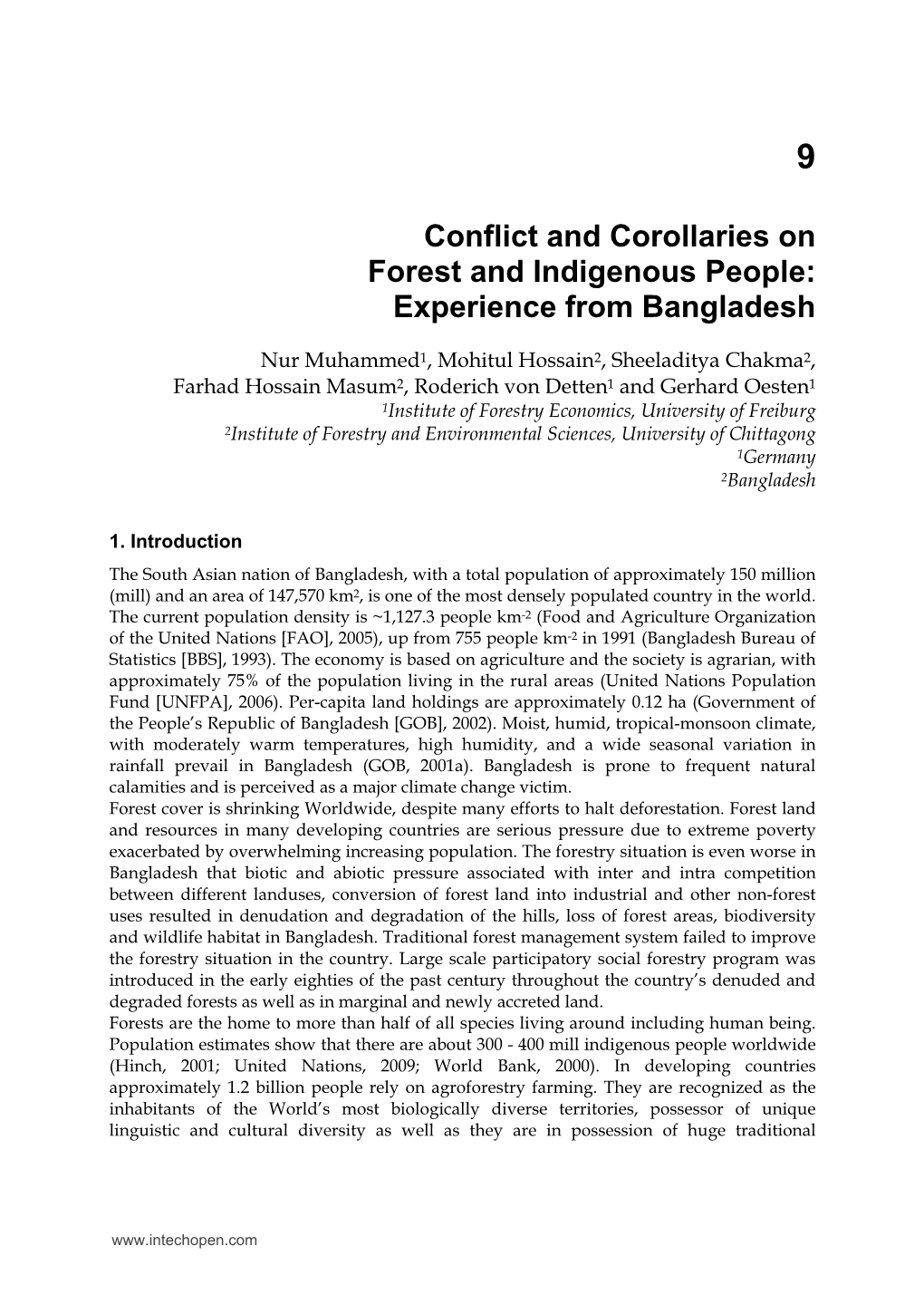 Conflict and Corollaries on Forest and Indigenous People: Experience from Bangladesh