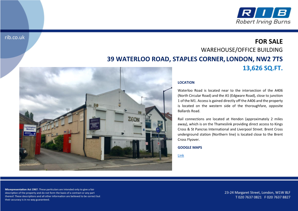 39 Waterloo Road, Staples Corner,London, Nw2