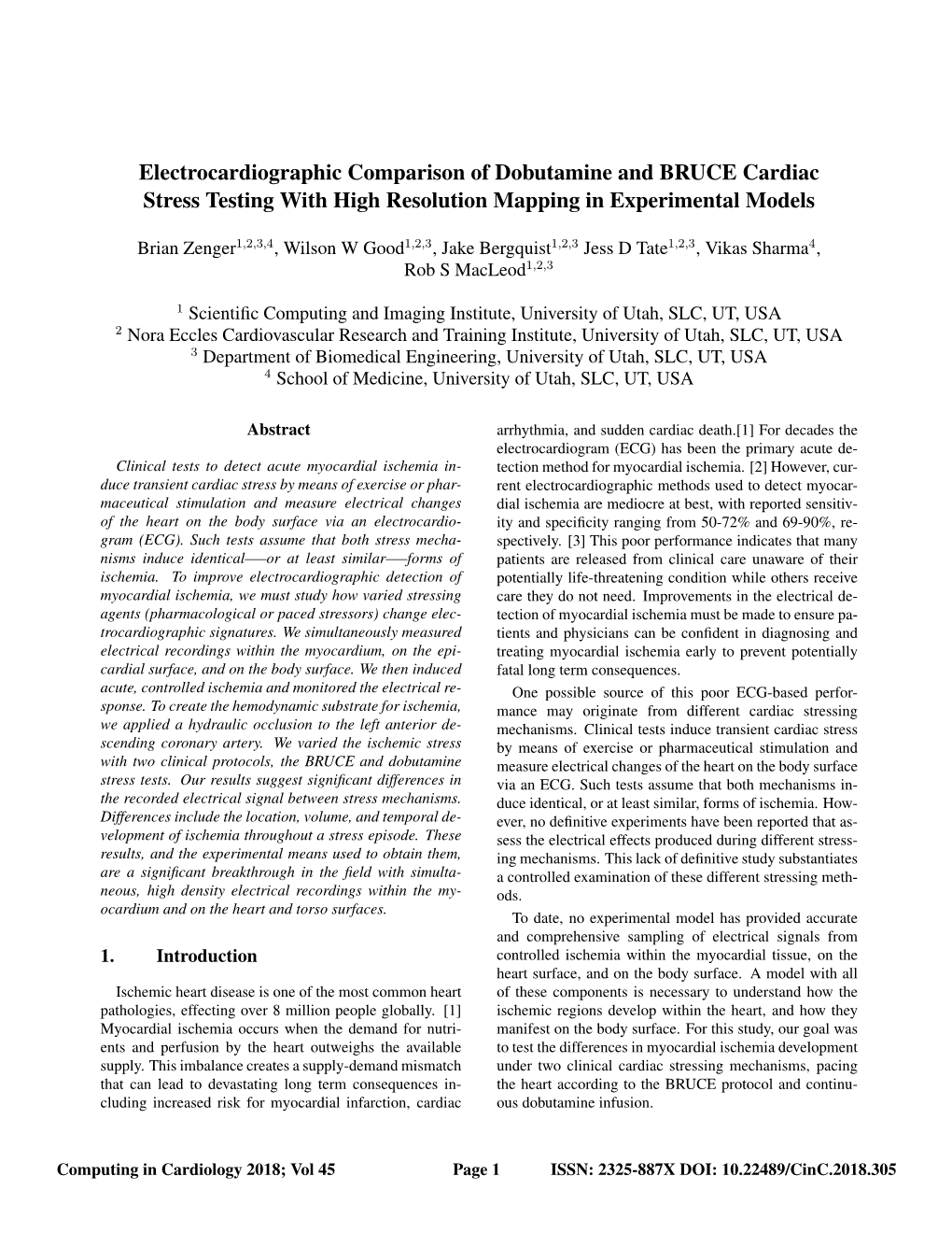 Electrocardiographic Comparison of Dobutamine and BRUCE Cardiac Stress Testing with High Resolution Mapping in Experimental Models