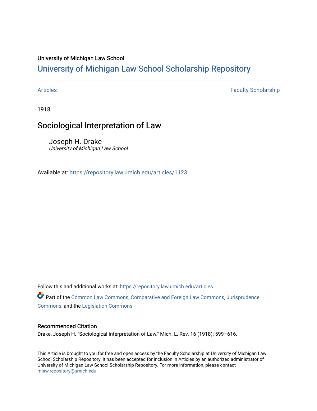 Sociological Interpretation of Law