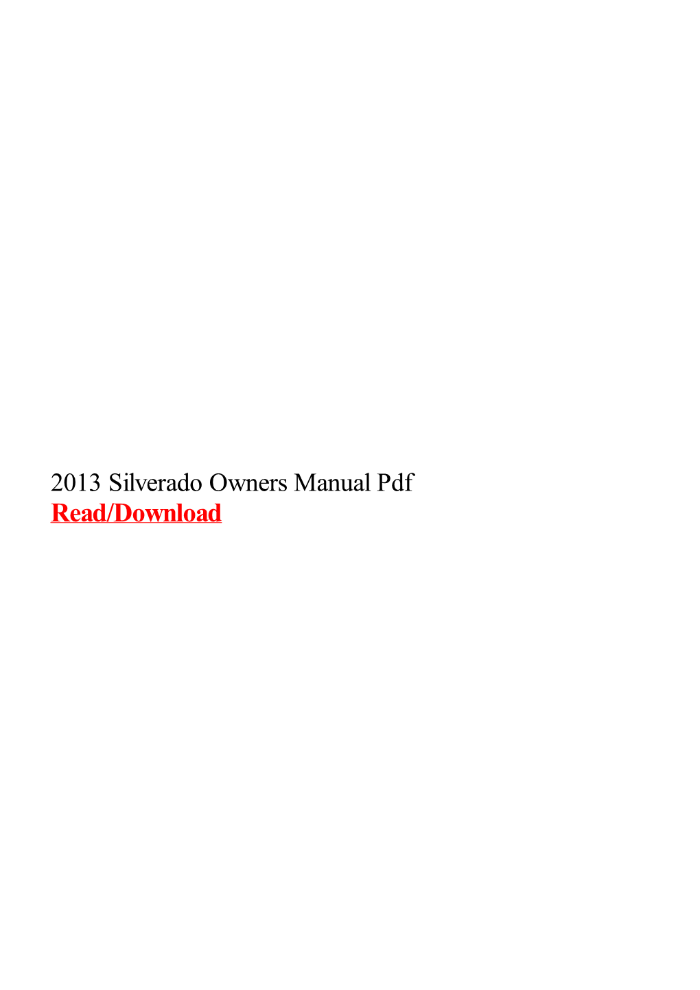 2013 Silverado Owners Manual Pdf.Pdf