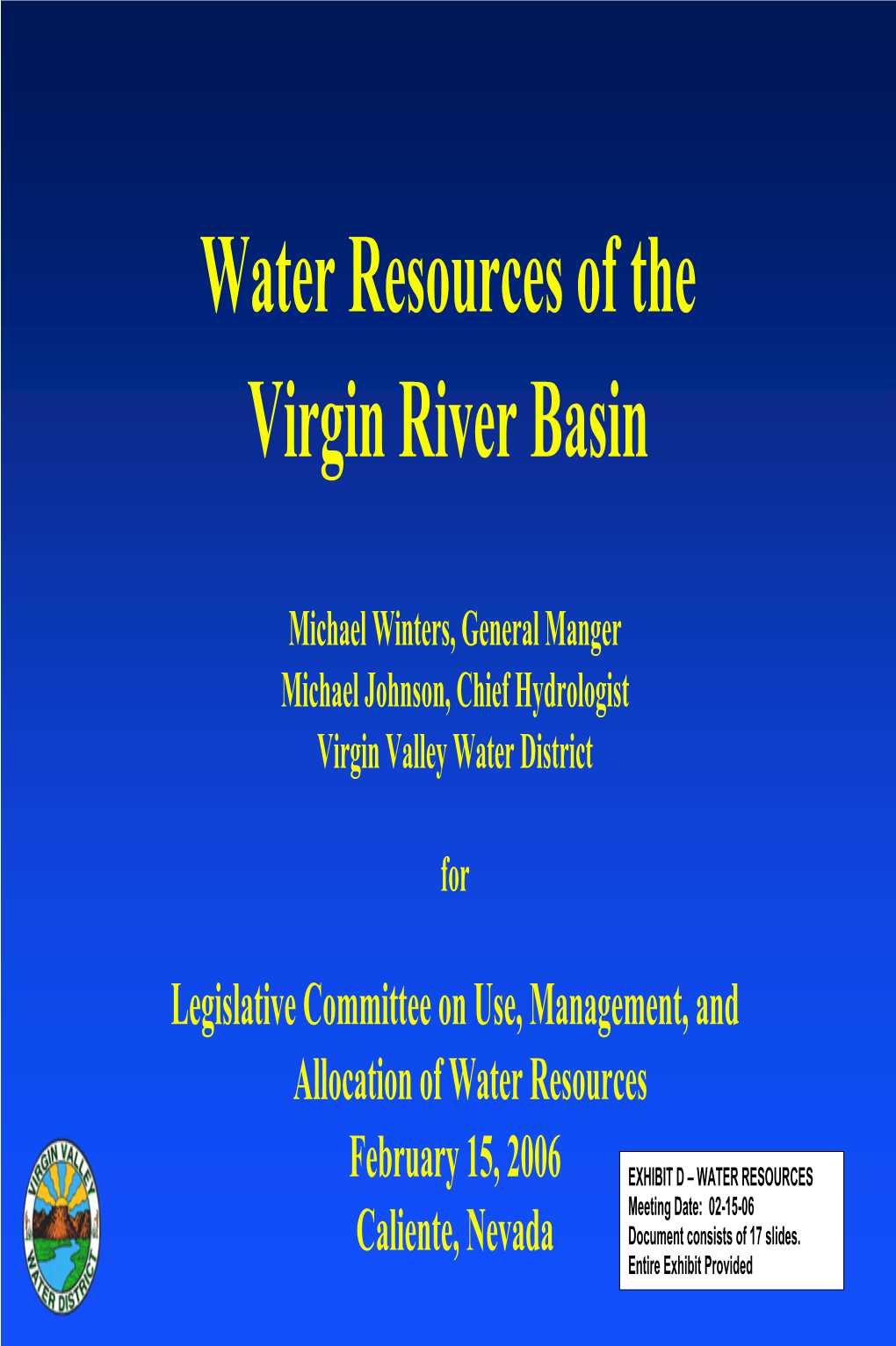 Scr 62 Water Resources Virgin River Basin