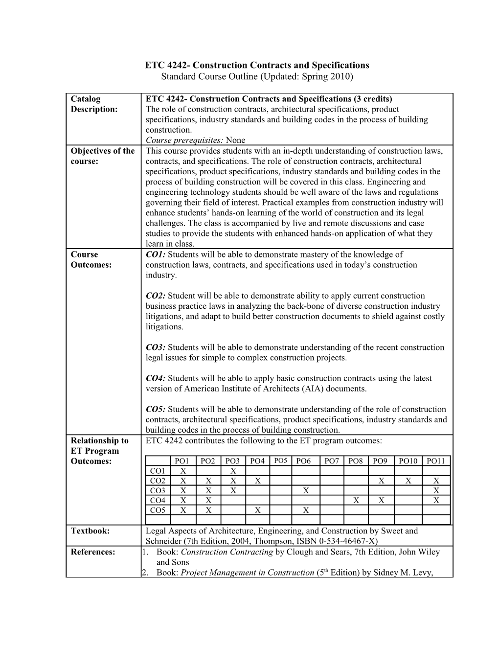 ETC 4242- Construction Contracts and Specifications