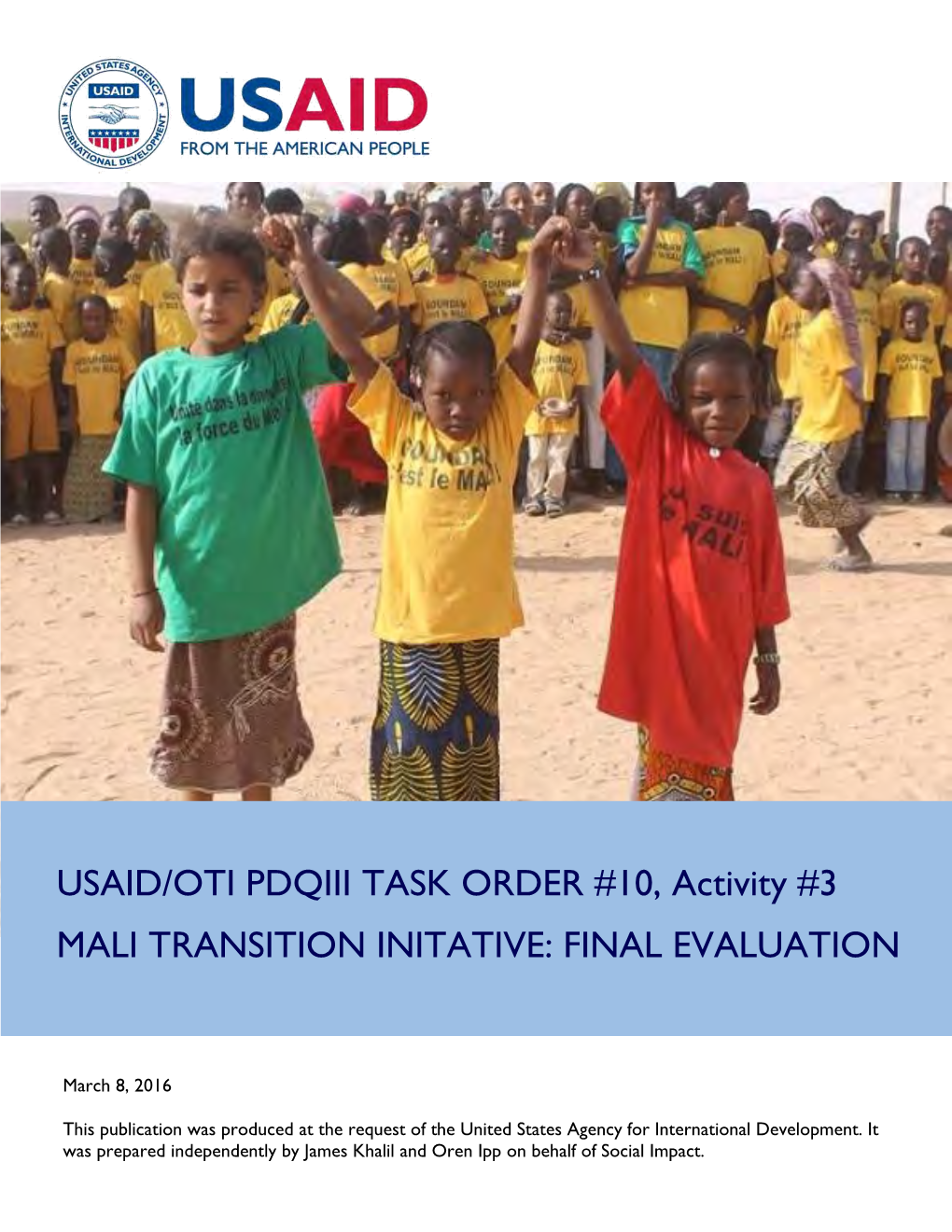Mali Transition Initiative Final Evaluation Scope of Work