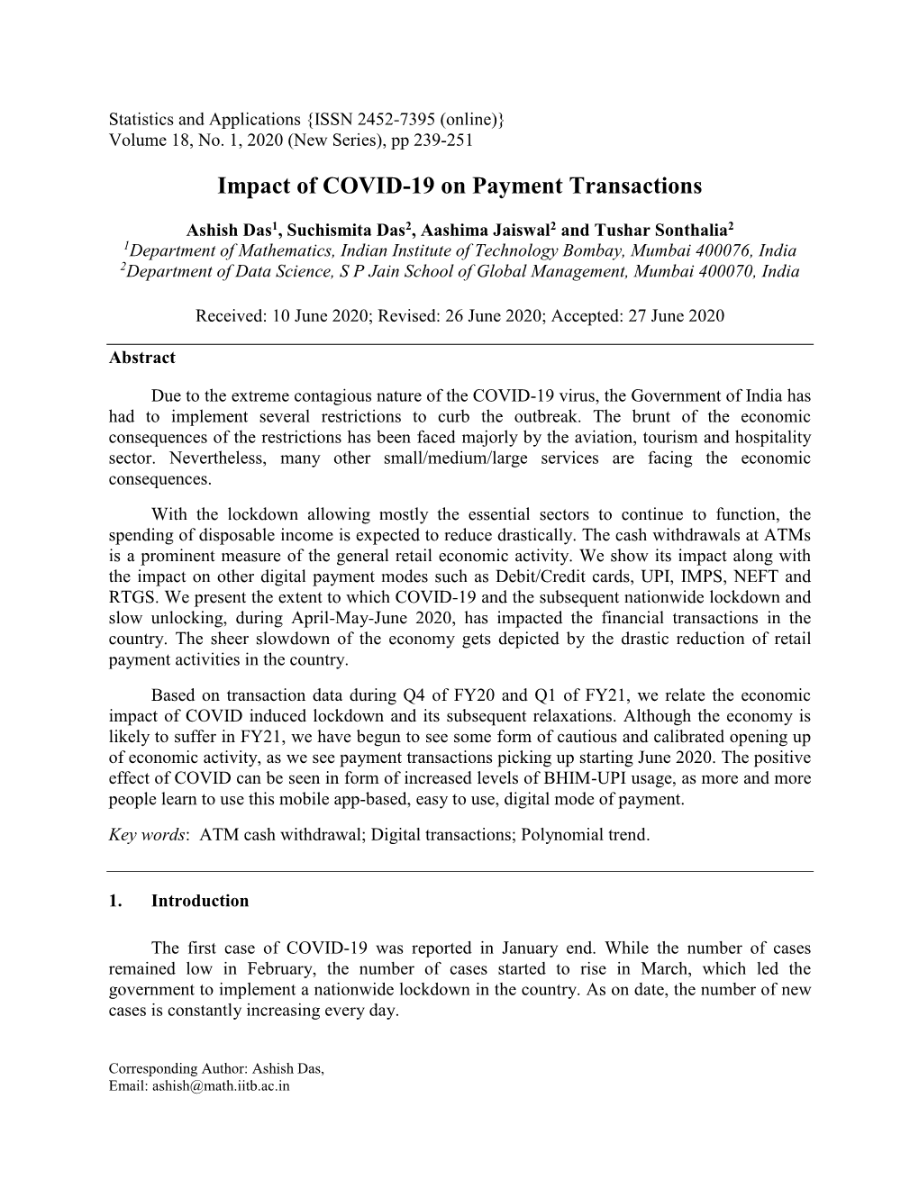 Impact of COVID-19 on Payment Transactions