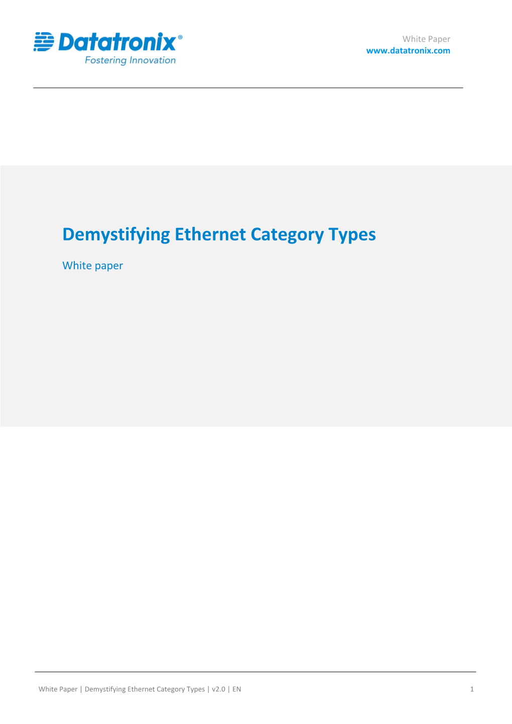 Demystifying Ethernet Category Types White Paper