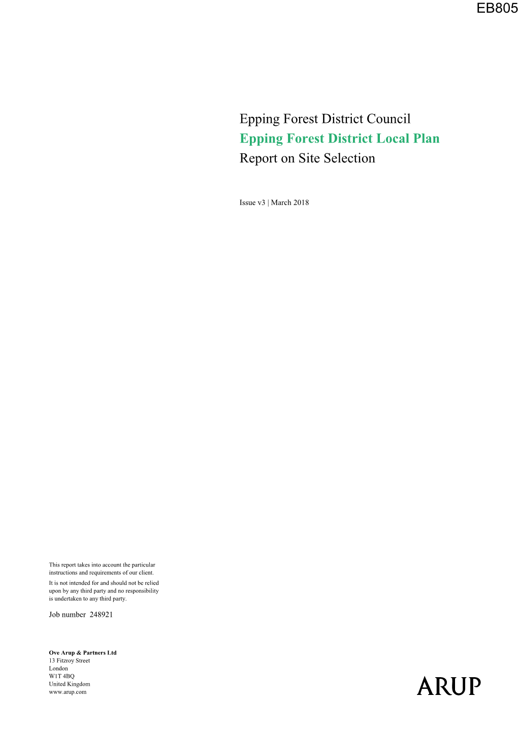 Epping Forest District Council Epping Forest District Local Plan Report on Site Selection