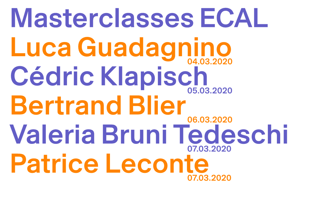 Masterclasses ECAL Luca Guadagnino Cédric Klapisch