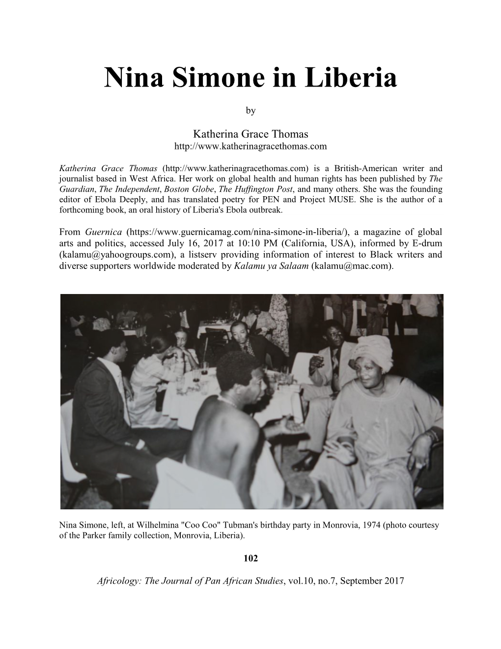 Nina Simone in Liberia