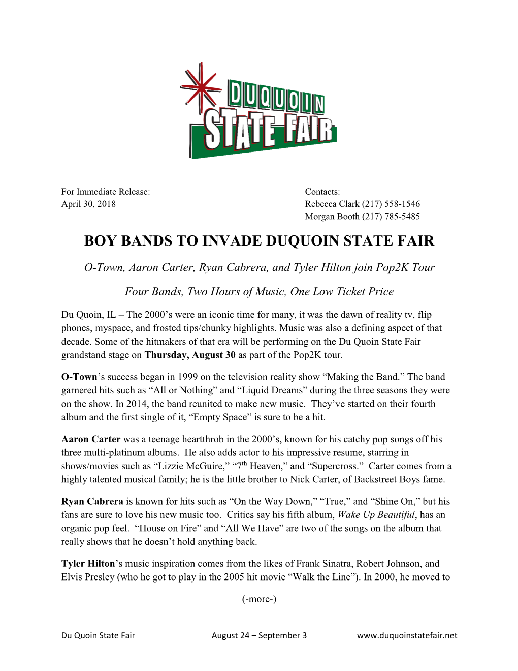 Boy Bands to Invade Duquoin State Fair