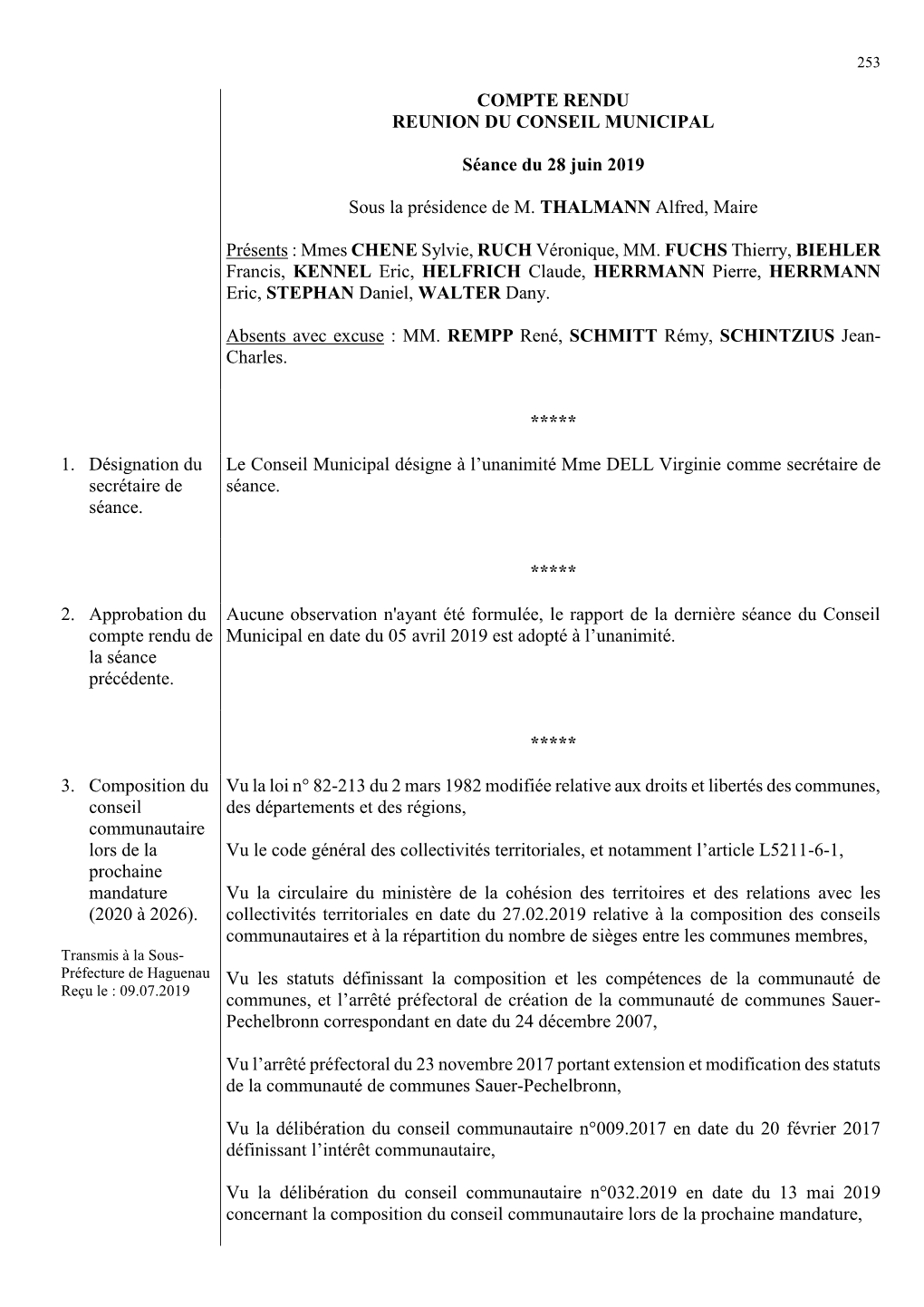 Compte Rendu Reunion Du Conseil Municipal