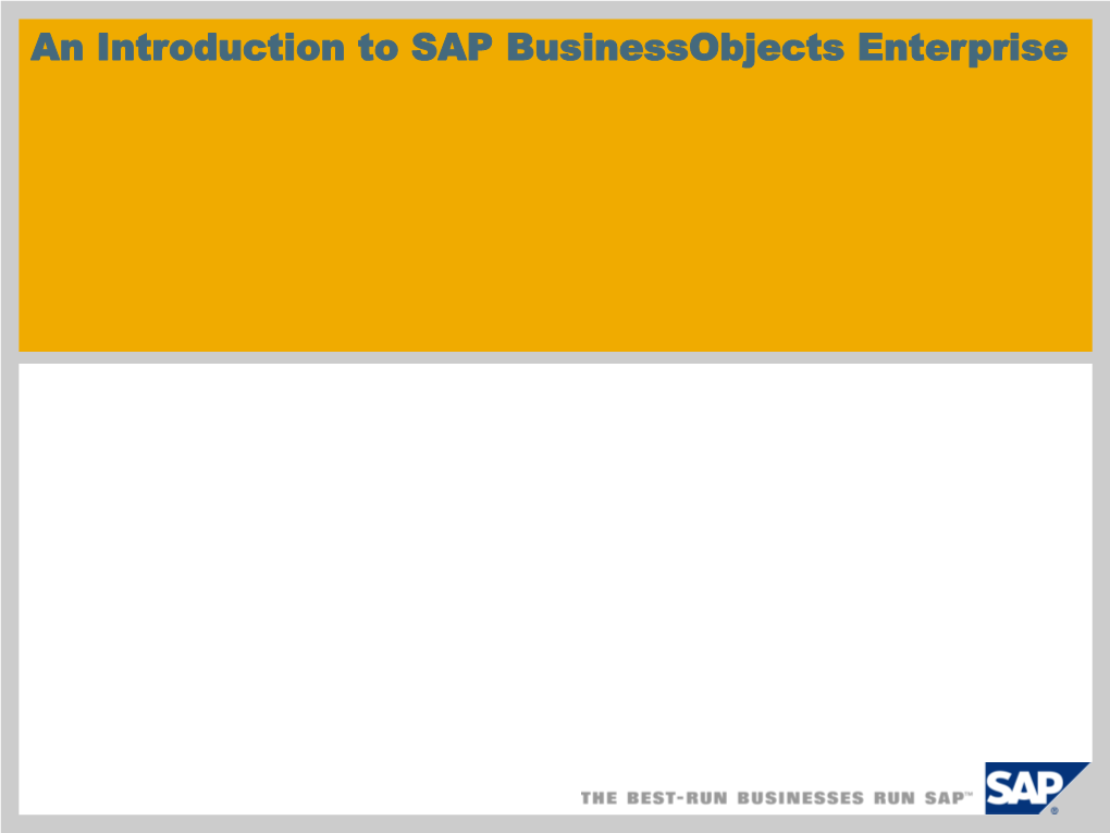 Introduction to SAP Businessobjects Enterprise Disclaimer