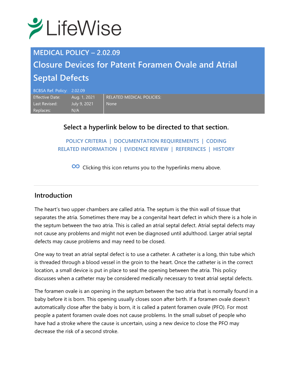 2.02.09 Closure Devices for Patent Foramen Ovale and Atrial Septal Defects
