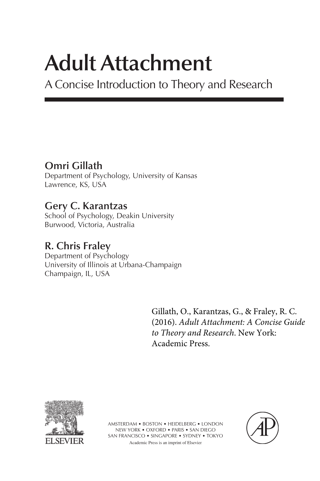 Adult Attachment: a Concise Introduction to Theory and Research