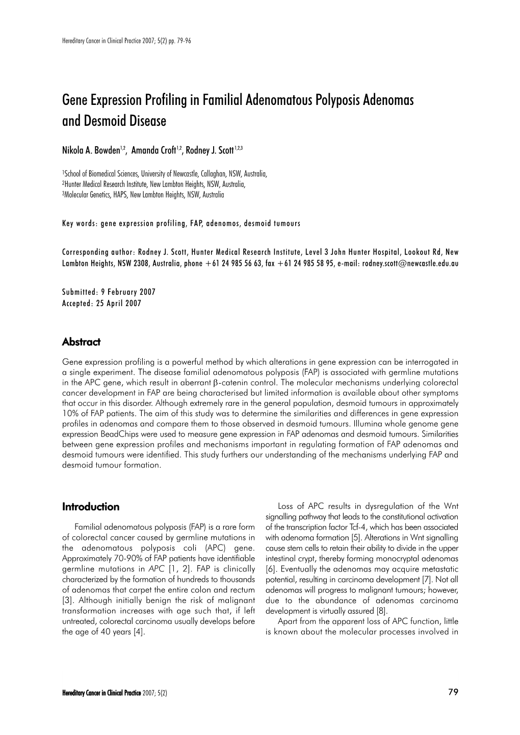 Gene Expression Profiling in Familial Adenomatous Polyposis Adenomas and Desmoid Disease