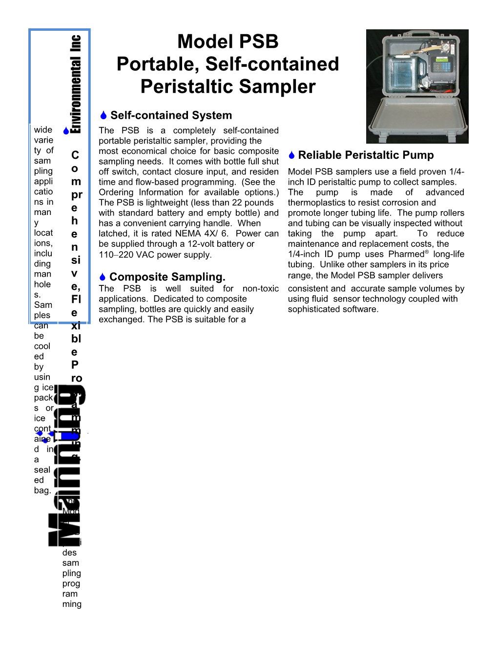 Portable, Self-Contained Peristaltic Sampler