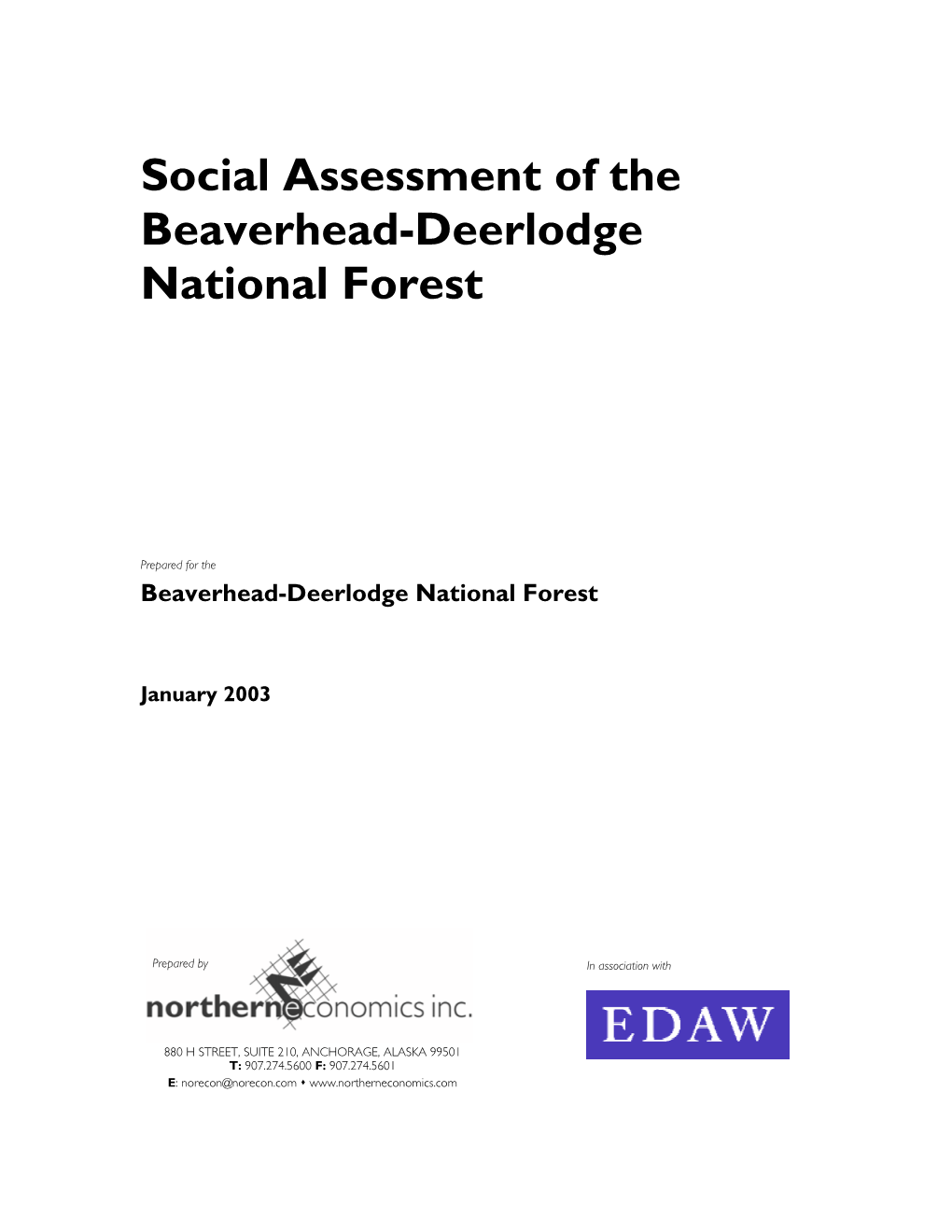 Social Assessment of the Beaverhead-Deerlodge National Forest