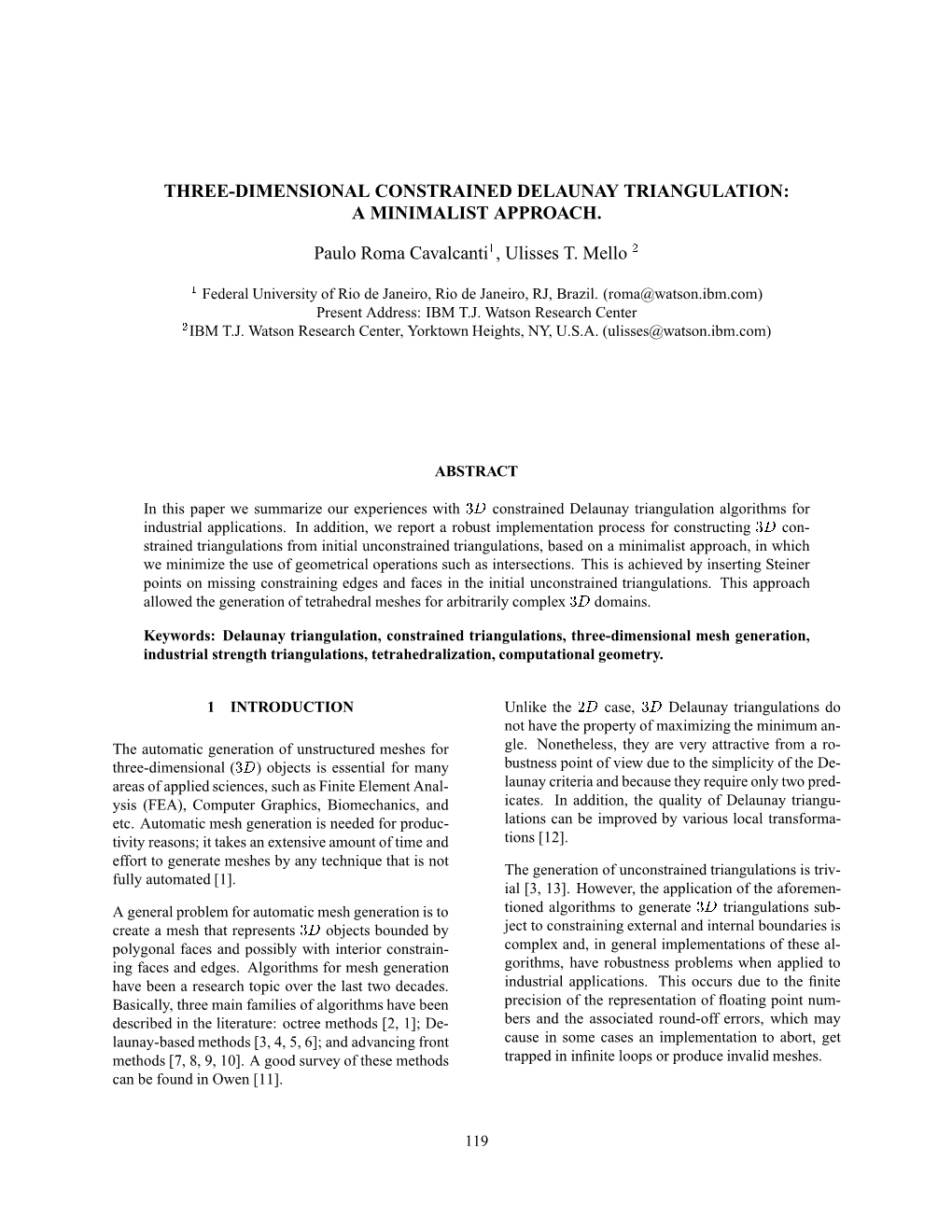 Three-Dimensional Constrained Delaunay Triangulation