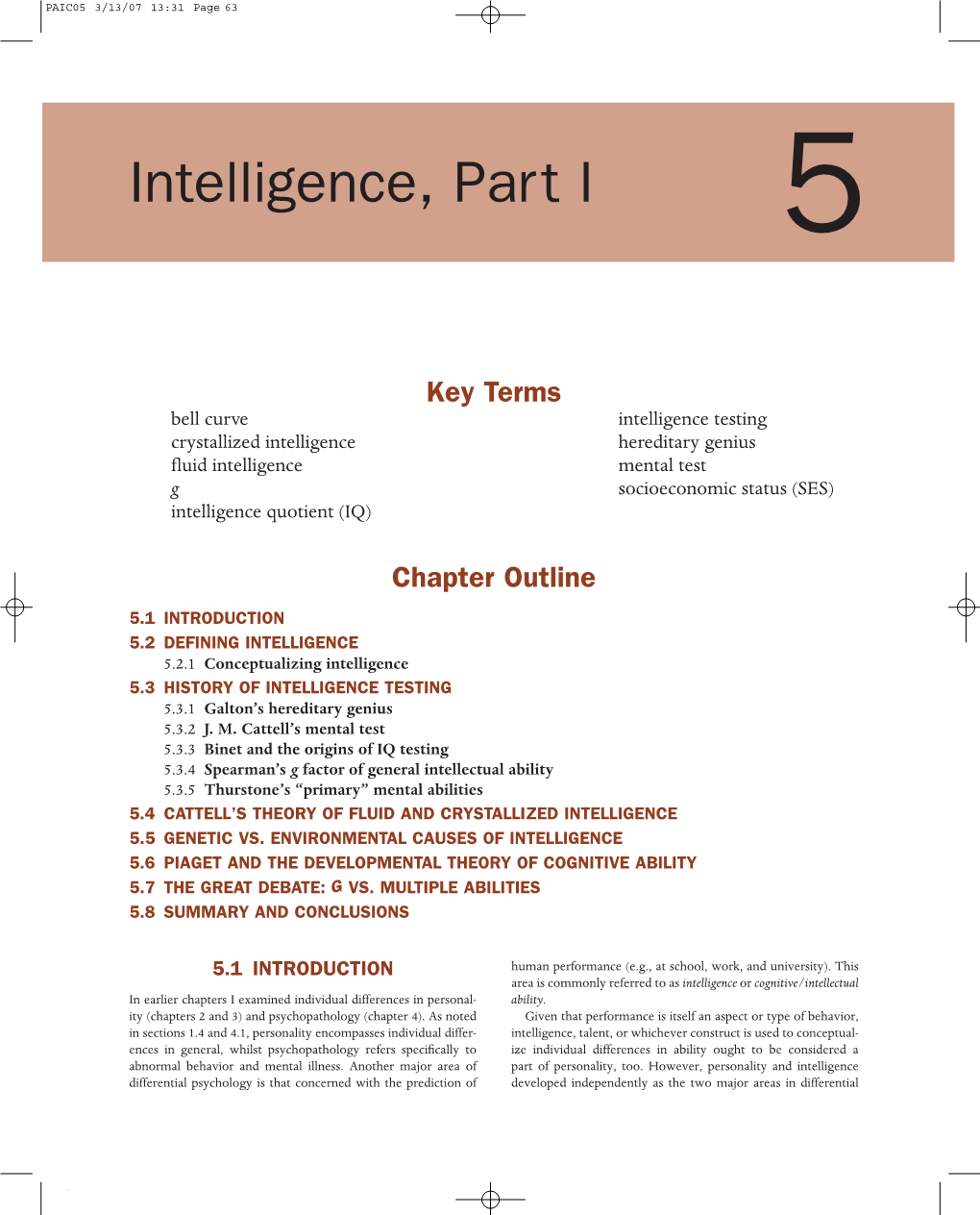 Intelligence, Part I 5