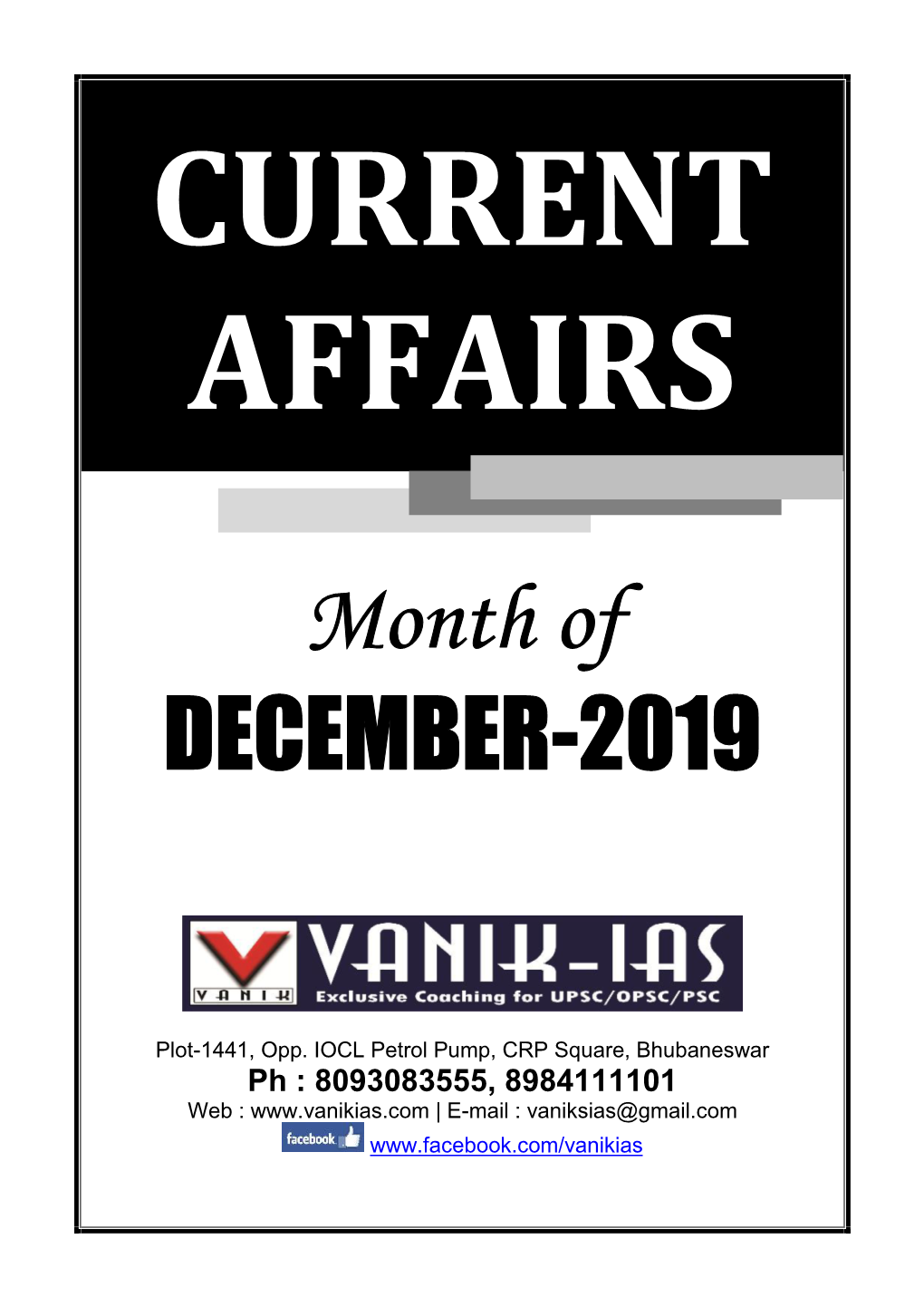 Month of DECEMBER-2019