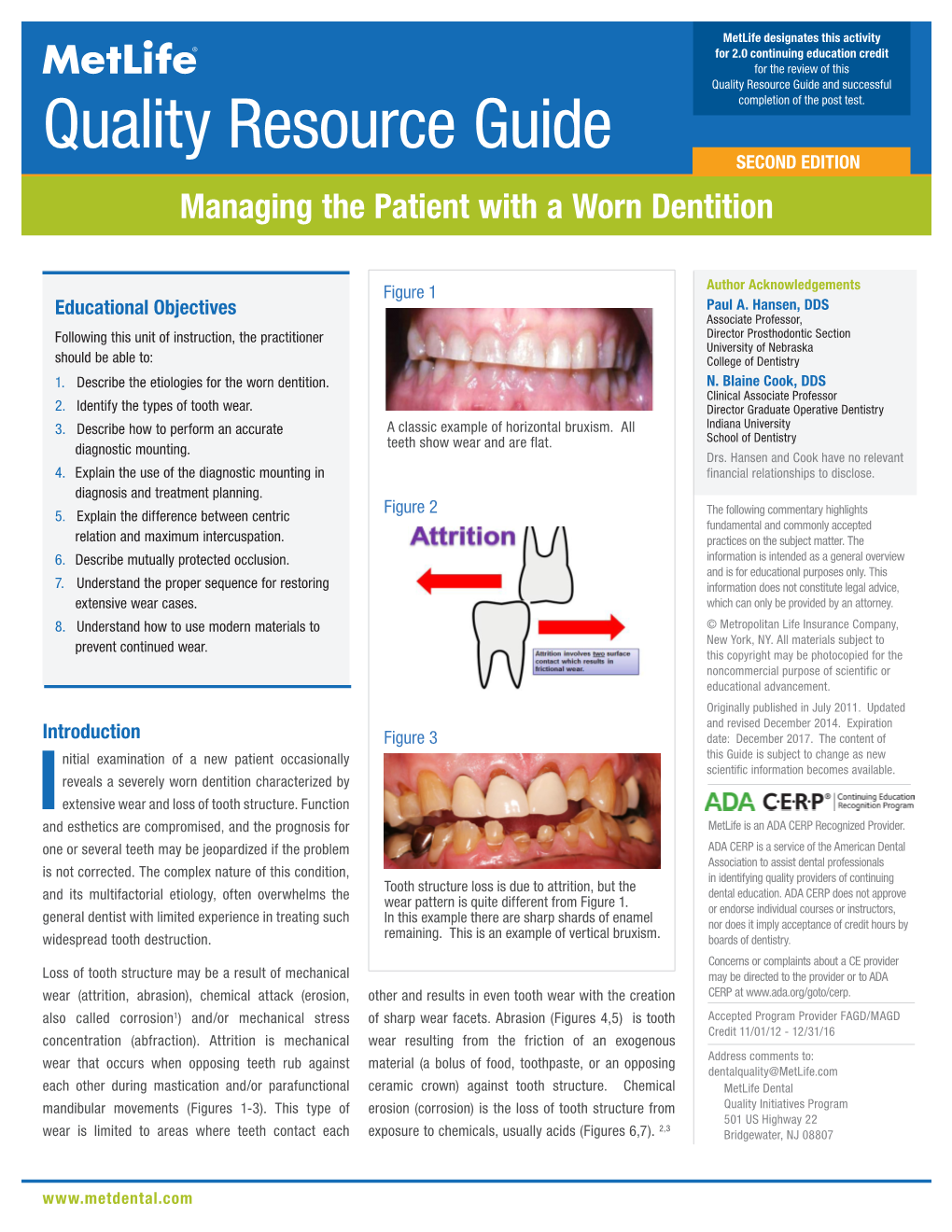 Quality Resource Guide and Successful Quality Resource Guide Completion of the Post Test