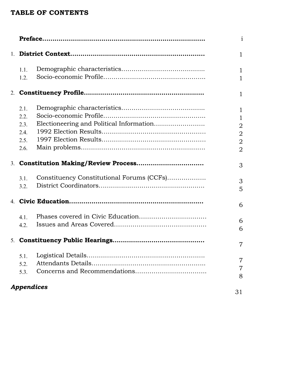 Table of Contents