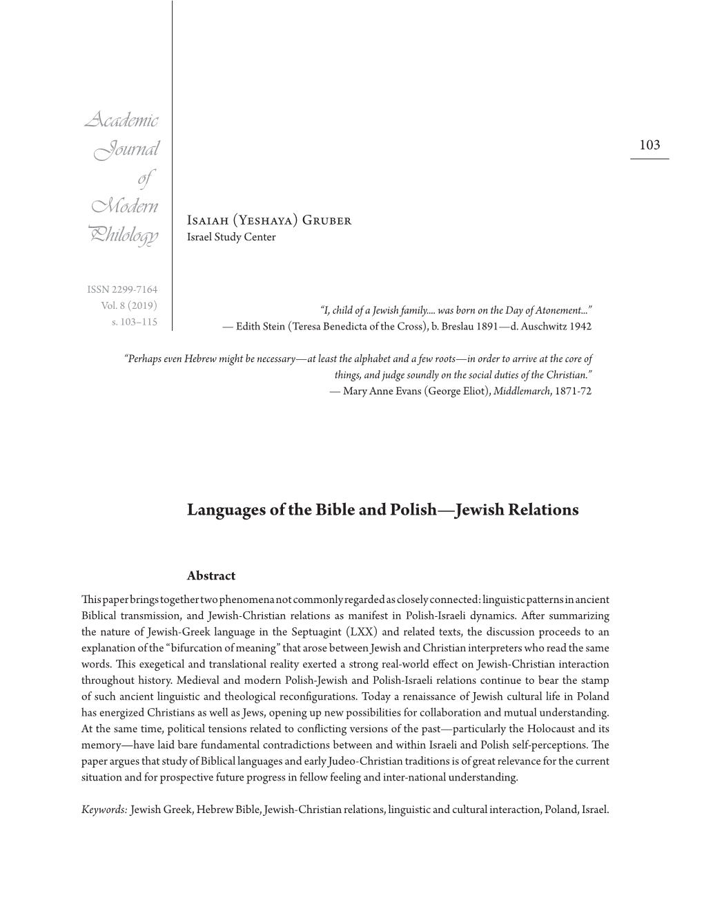 Languages of the Bible and Polish—Jewish Relations