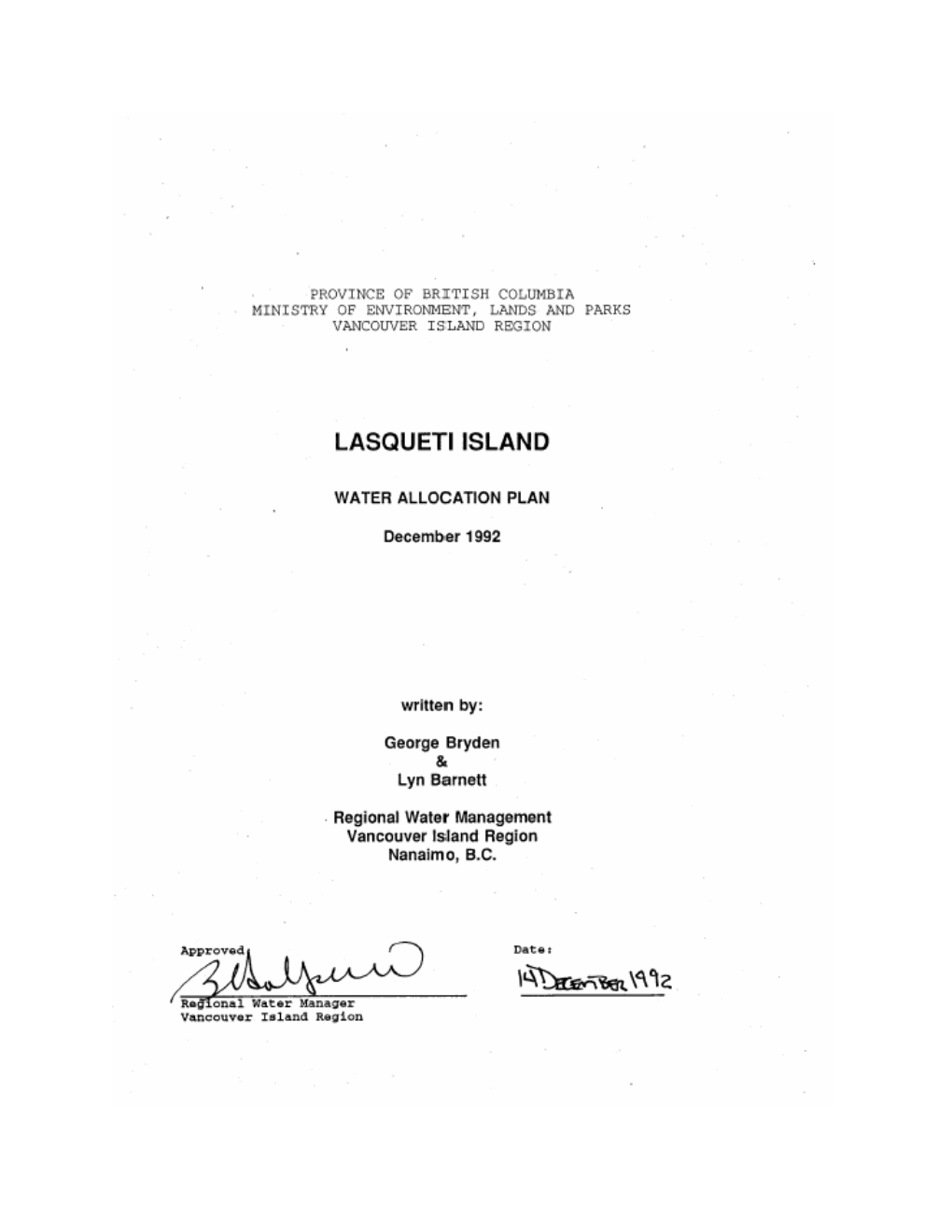 Lasqueti Island Drainage Areas