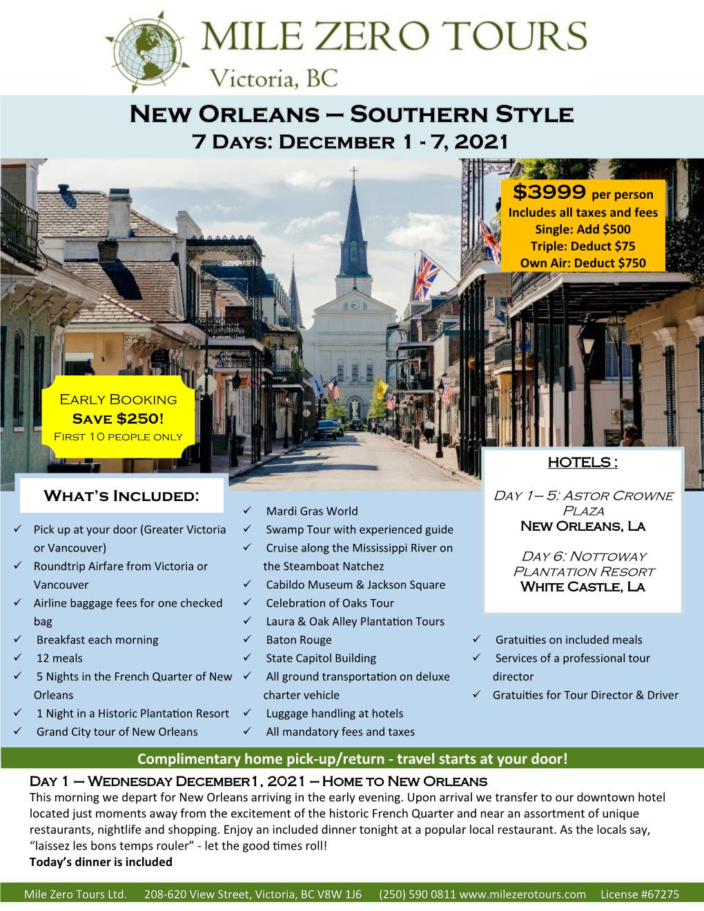 New Orleans — Southern Style 7 Days: December 1 - 7, 2021