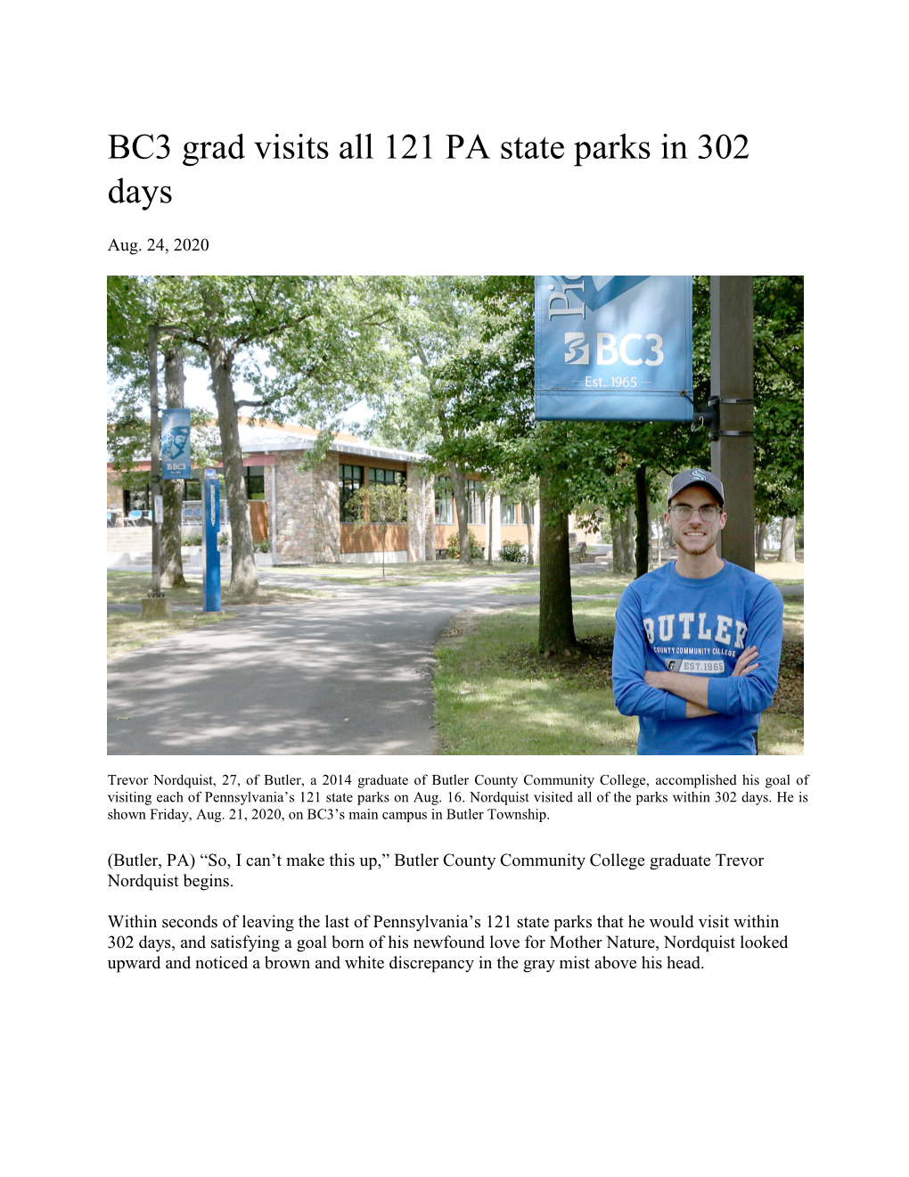 BC3 Grad Visits All 121 PA State Parks in 302 Days