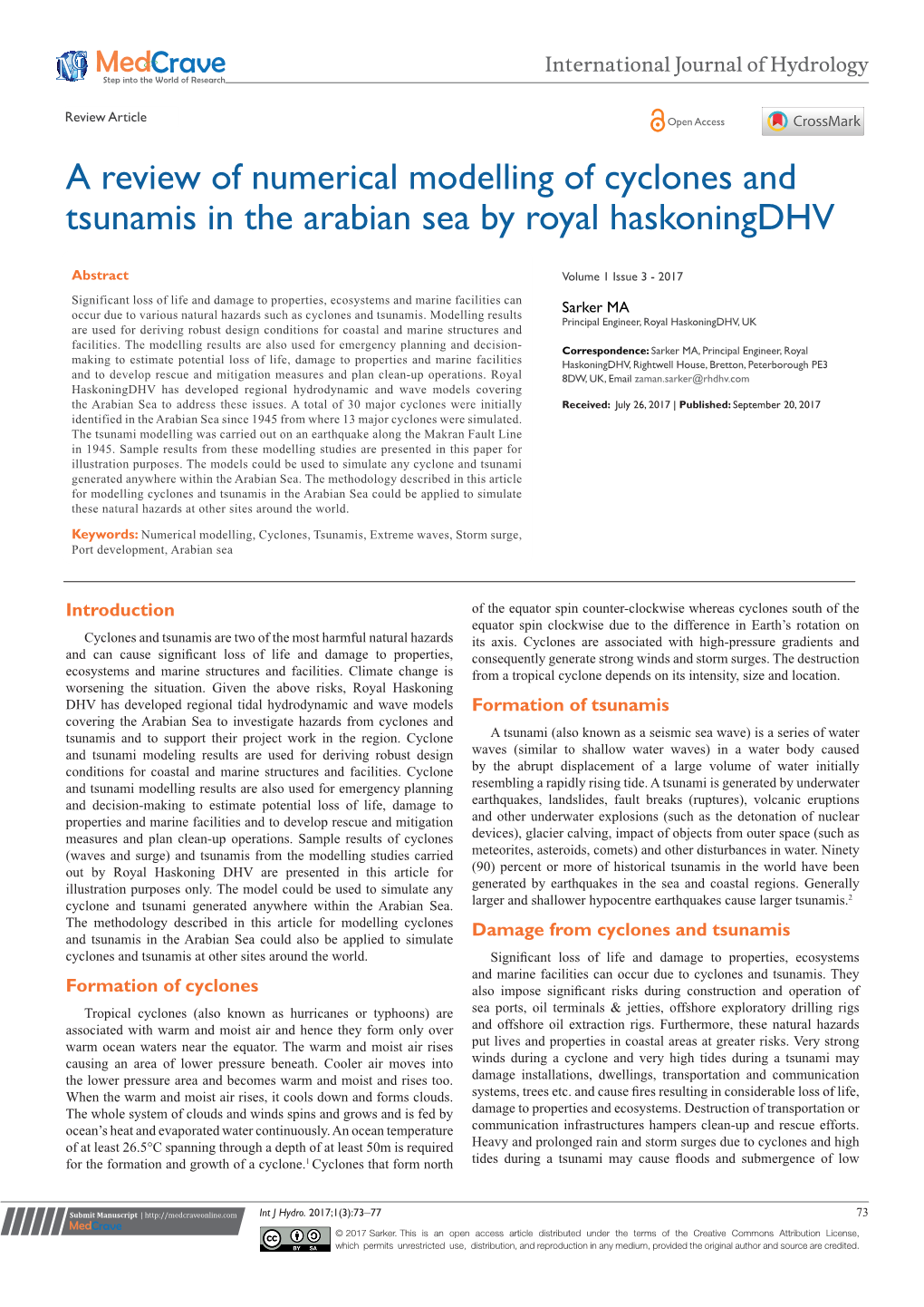 A Review of Numerical Modelling of Cyclones and Tsunamis in the Arabian Sea by Royal Haskoningdhv