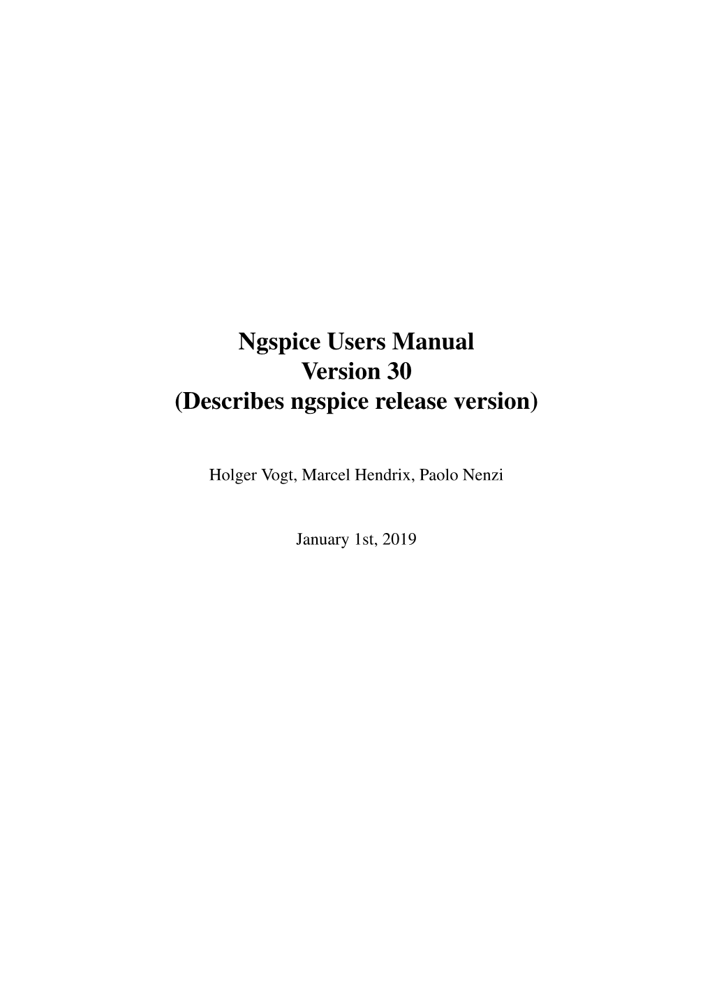 Ngspice Users Manual Version 30 (Describes Ngspice Release Version)