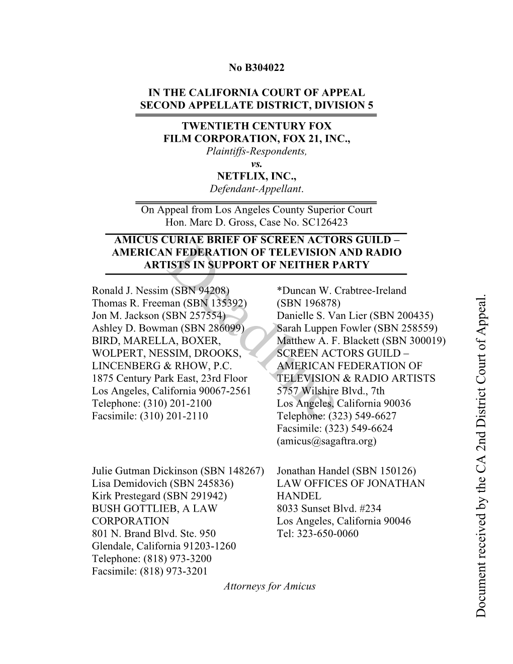 Document Received by the CA 2Nd District Court of Appeal