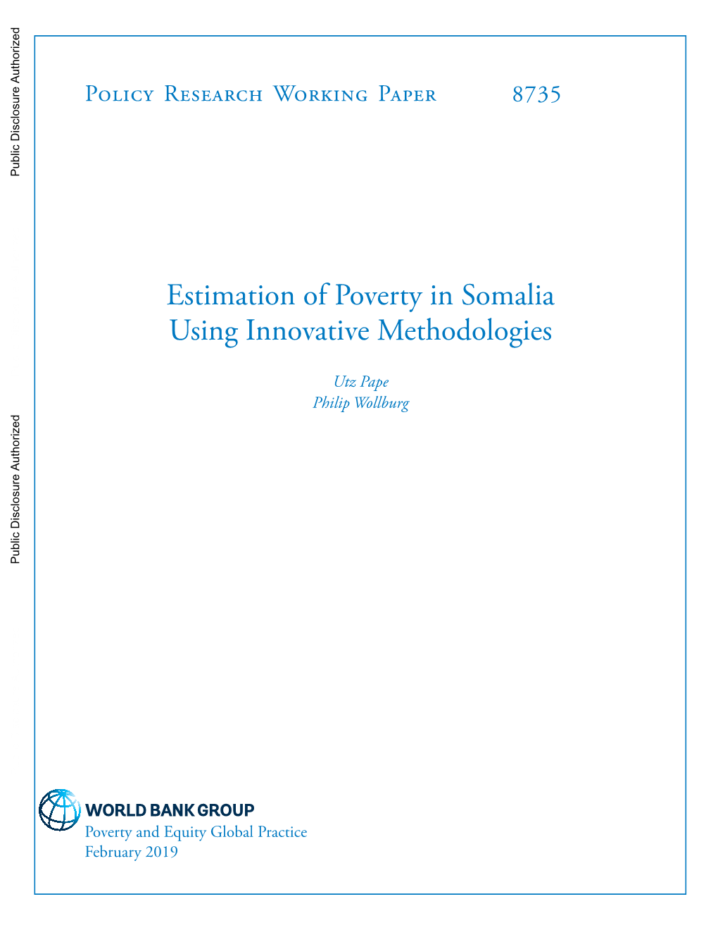 Estimation of Poverty in Somalia Using Innovative Methodologies