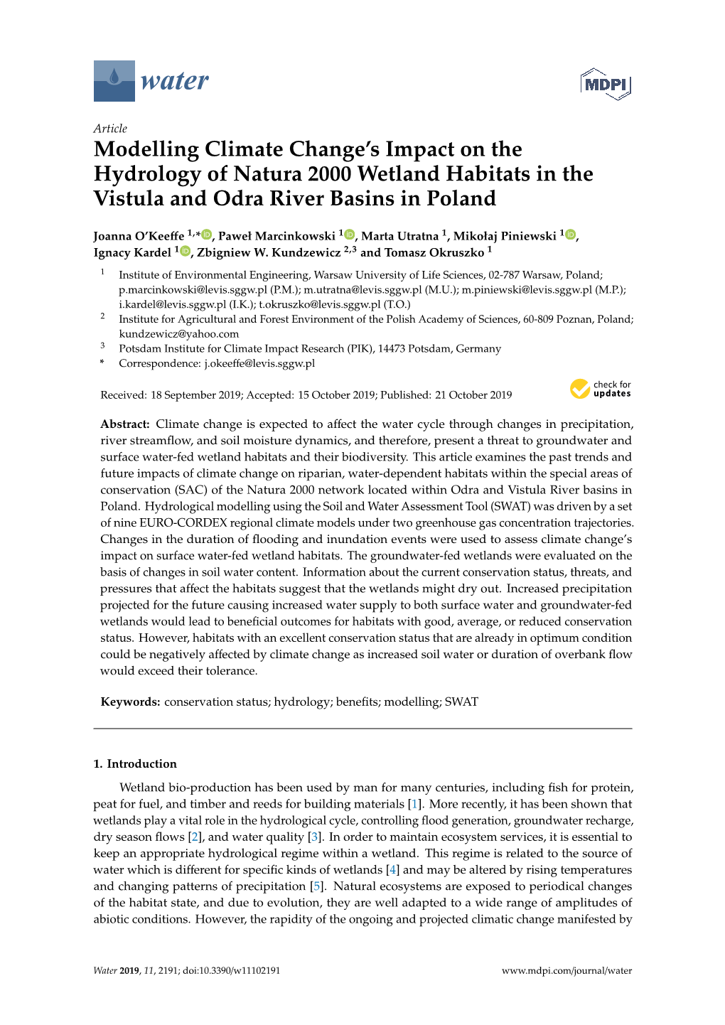 Modelling Climate Change's Impact on the Hydrology of Natura 2000