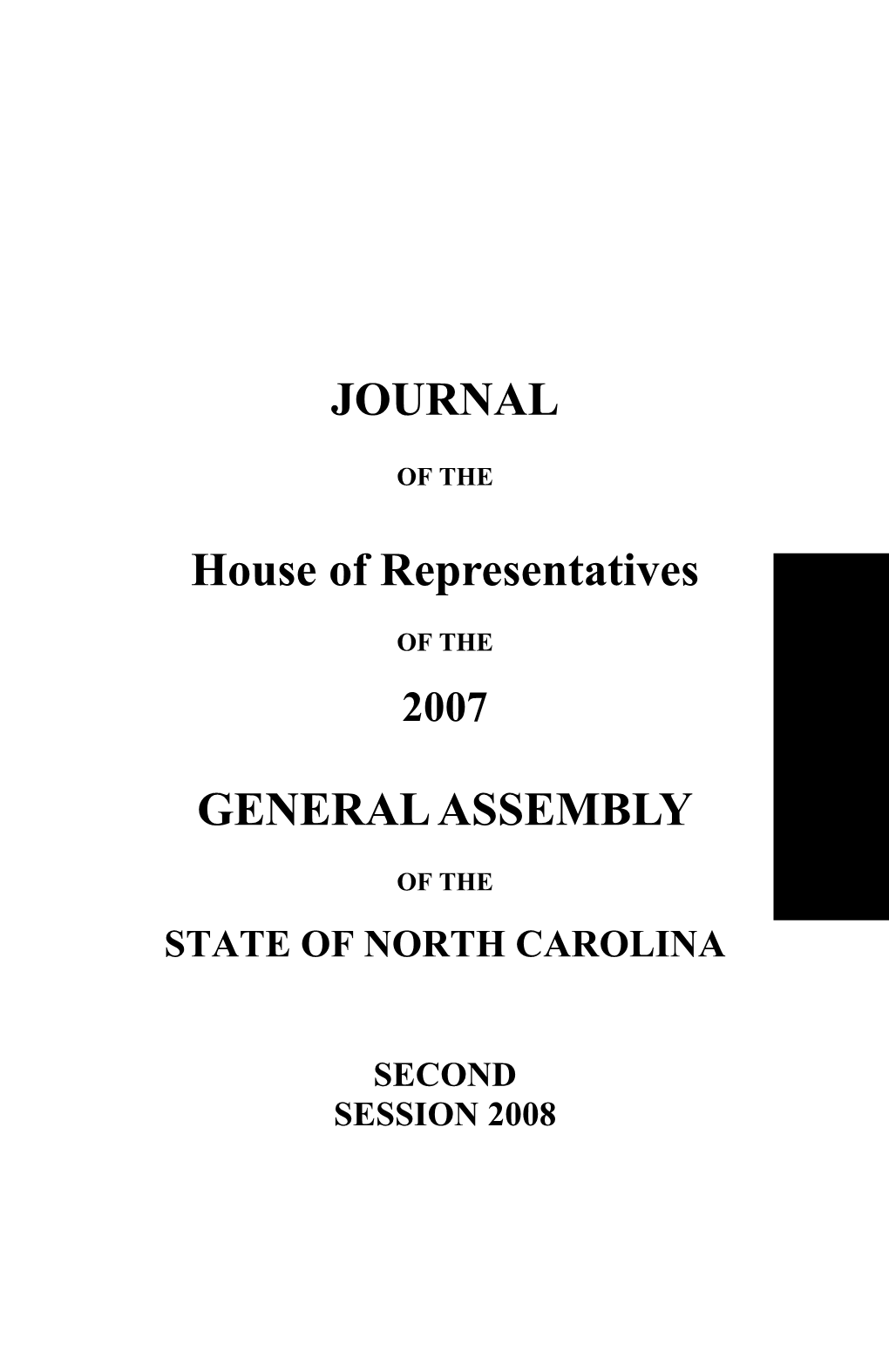 JOURNAL House of Representatives GENERAL ASSEMBLY