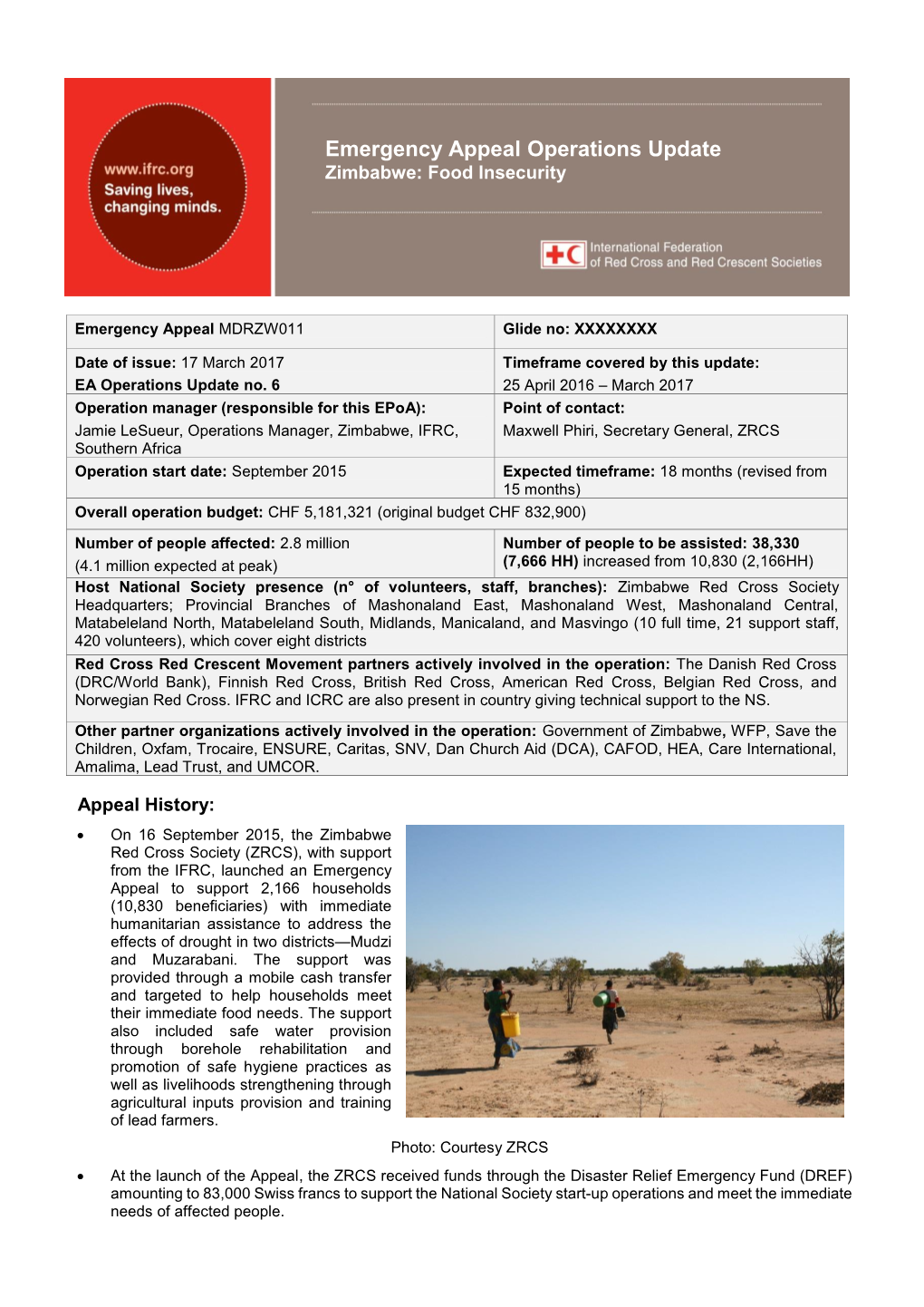 Emergency Appeal Operations Update Zimbabwe: Food Insecurity