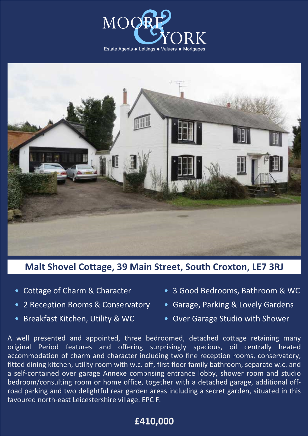 £410,000 Malt Shovel Cottage, 39 Main Street, South Croxton, LE7