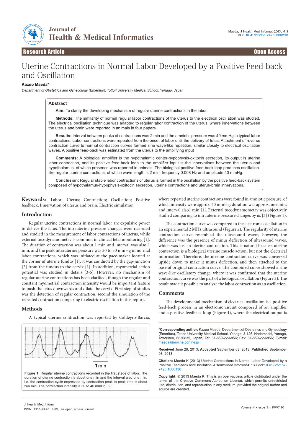 Uterine Contractions in Normal Labor Developed by a Positive Feed-Back