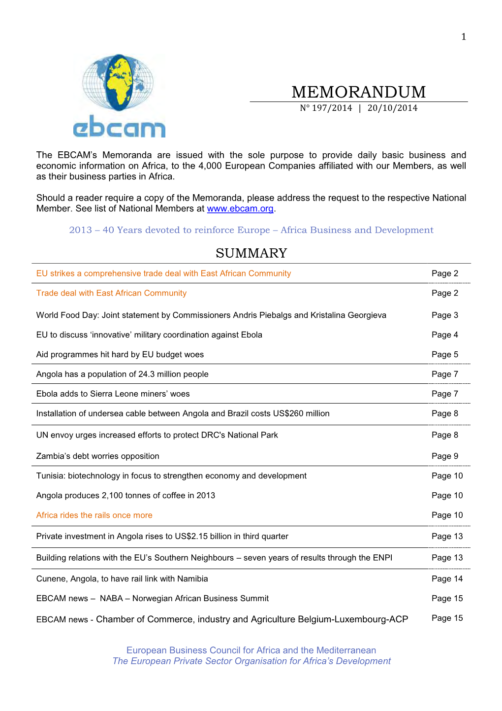 Memorandum N° 197/2014 | 20/10/2014