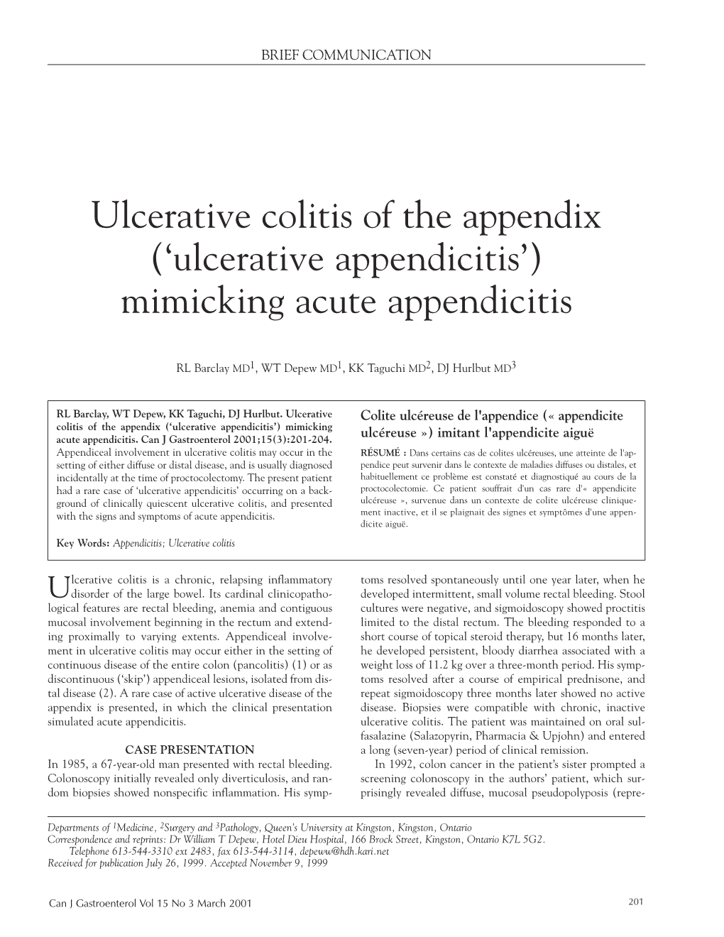 Ulcerative Colitis of the Appendix (‘Ulcerative Appendicitis’) Mimicking Acute Appendicitis