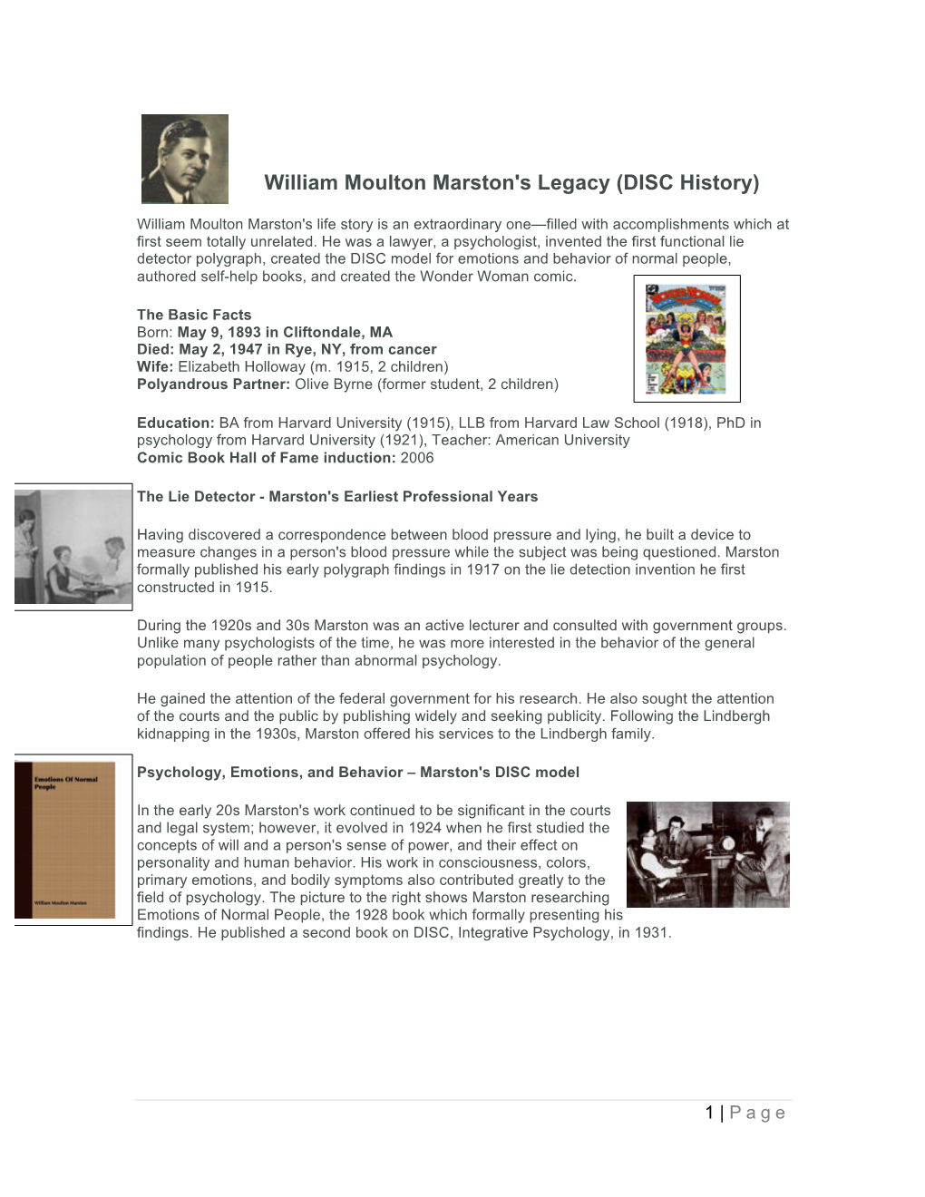 William Moulton Marston's Legacy (DISC History)