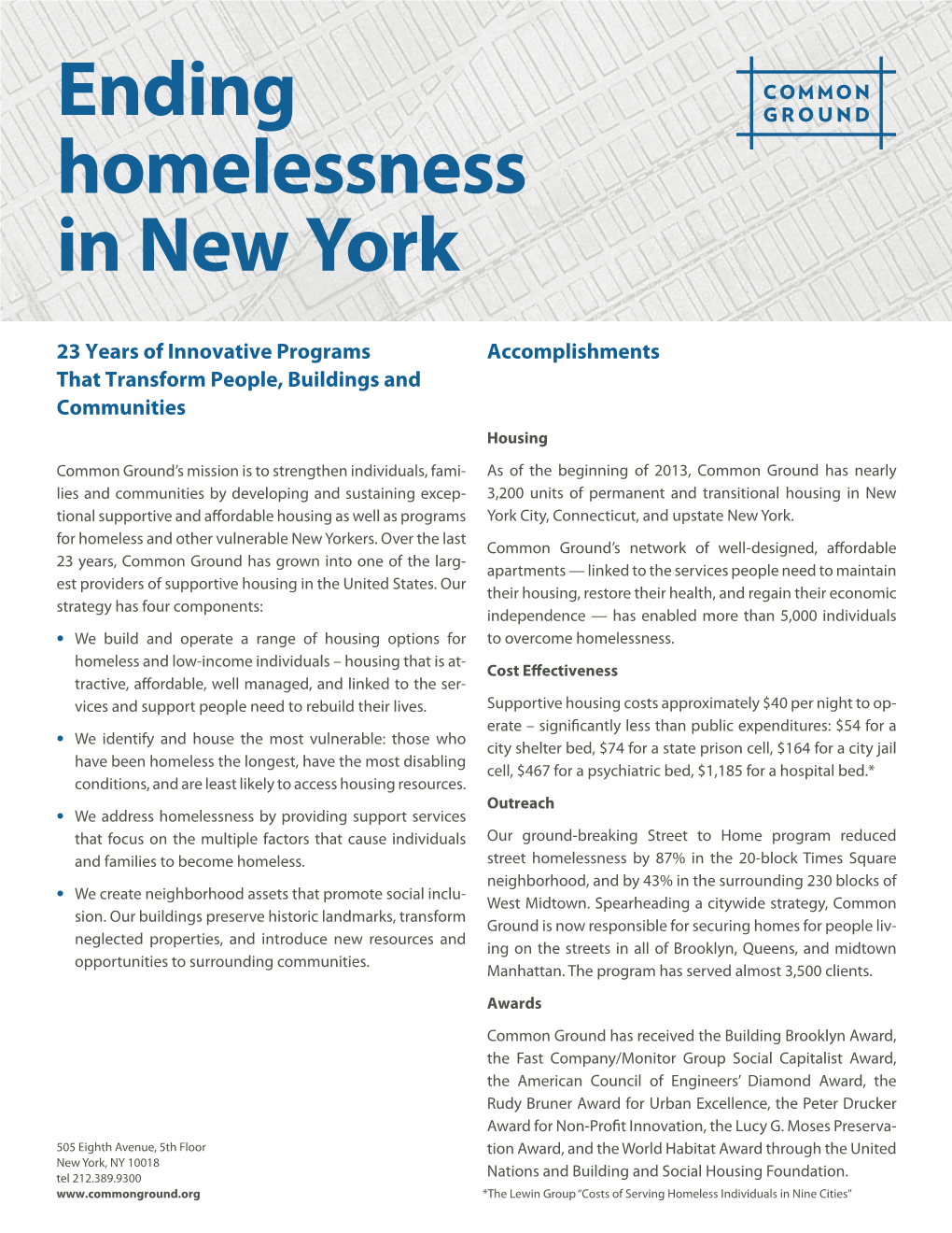 Ending Homelessness in New York