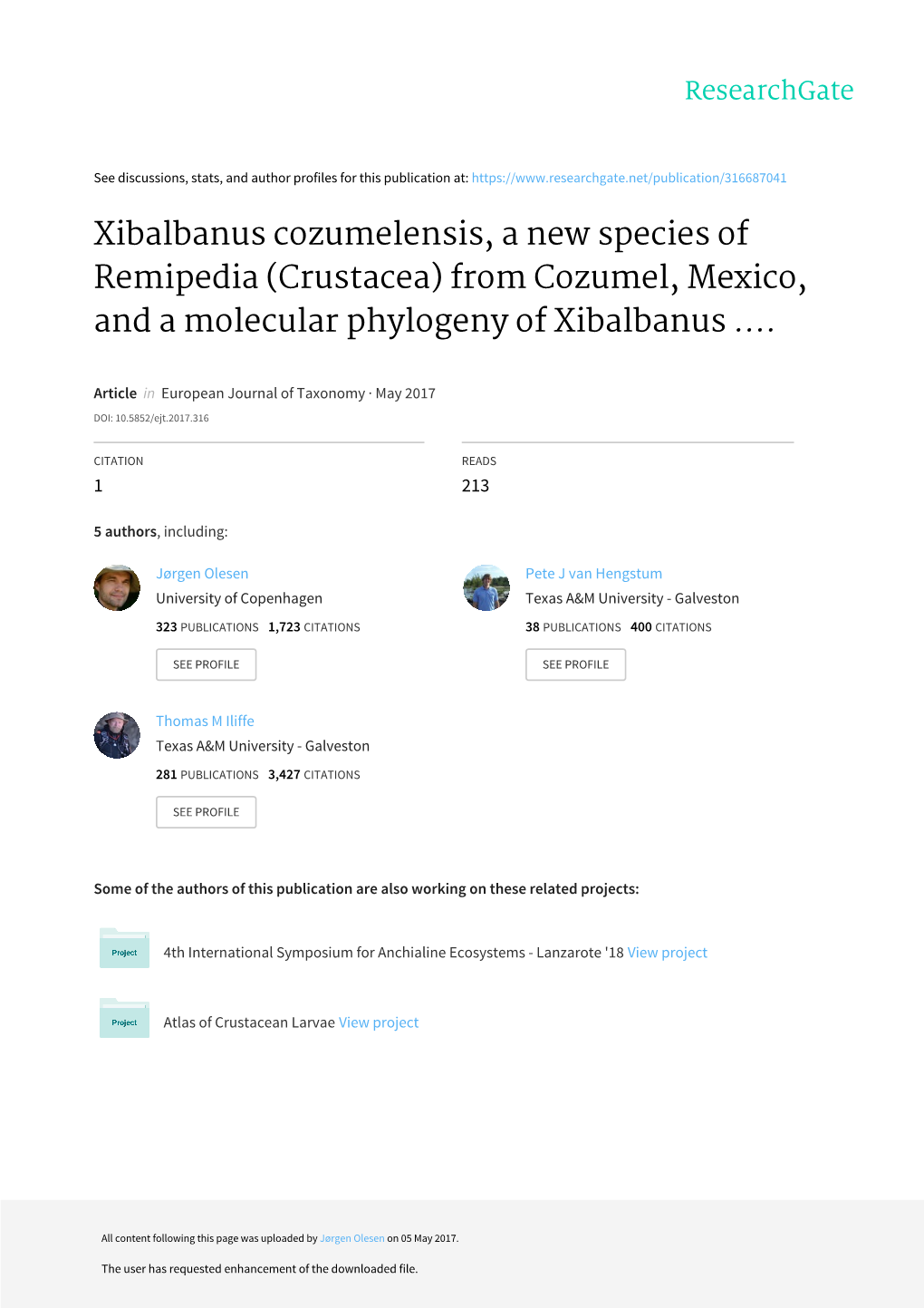 Crustacea) from Cozumel, Mexico, and a Molecular Phylogeny of Xibalbanus