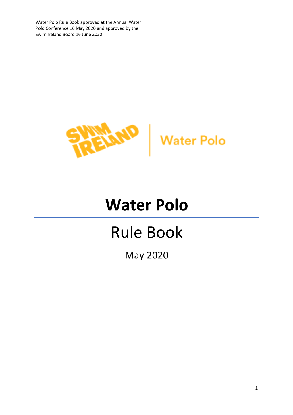 Water Polo Rule Book 0620