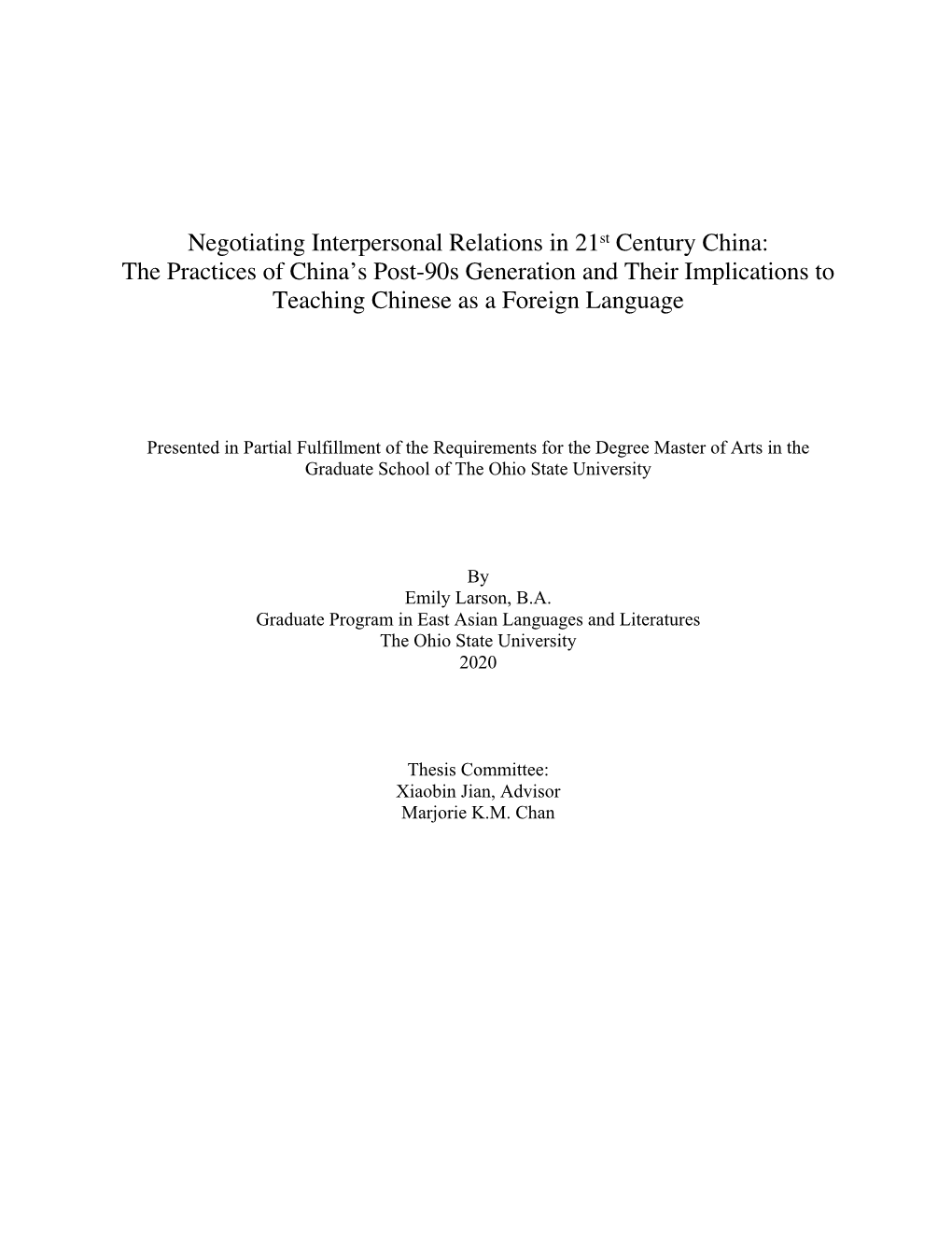 Negotiating Interpersonal Relations in 21St Century China